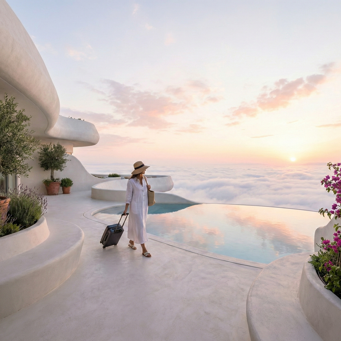 Traveller at luxury resort